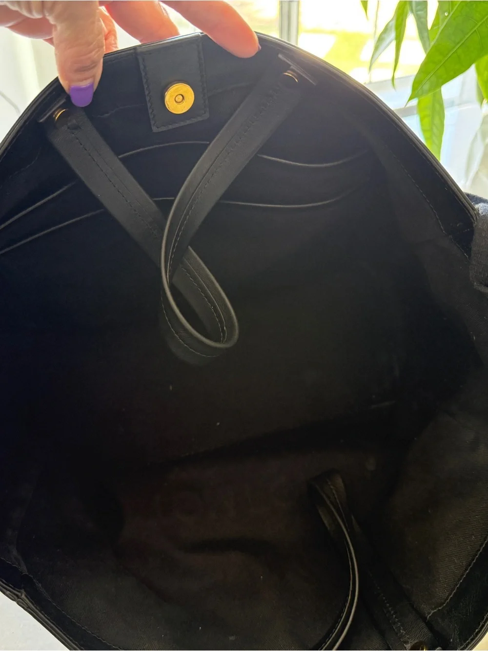 Tom Ford Black Leather Logo Tote Bag